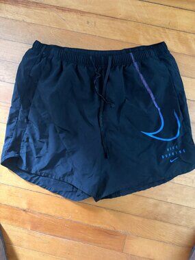 Nike Run Division Dri-FIT Running Shorts Black Blue Purple Swoosh | M